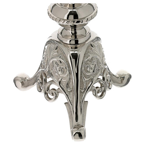 Silver-plated brass candlestick, h 43 in, floral pattern 4