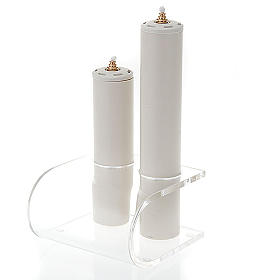 Candle holder in plexiglas with 2 candles