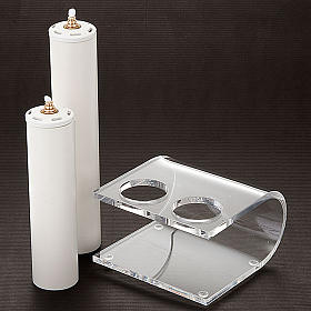 Candle holder in plexiglas with 2 candles