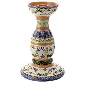 Blue candlestick of Deruta decorated ceramic, 2 cm diameter