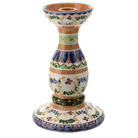 Castiçal cerâmica Deruta decoração azul para vela de diâmetro 2 cm