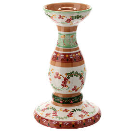 Candeliere terracotta decori rosa Deruta diametro 2 cm
