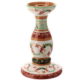 Castiçal cerâmica Deruta decoração cor-de-rosa para vela de diâmetro 2 cm