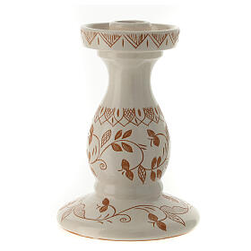 Deruta terracotta candlestick with floral pattern 0.8 in