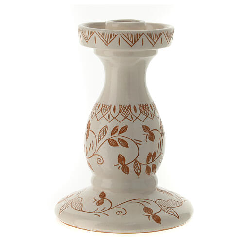 Deruta terracotta candlestick with floral pattern 0.8 in 1