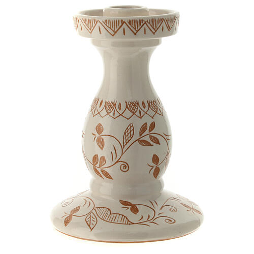 Deruta terracotta candlestick with floral pattern 0.8 in 2