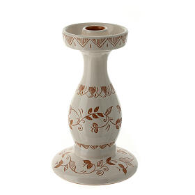 Terracotta candlestick with floral pattern, Deruta, 0.8 inches