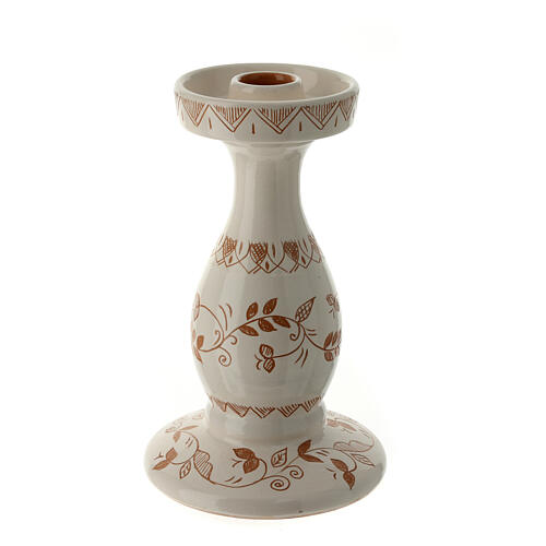 Terracotta candlestick with floral pattern, Deruta, 0.8 inches 1
