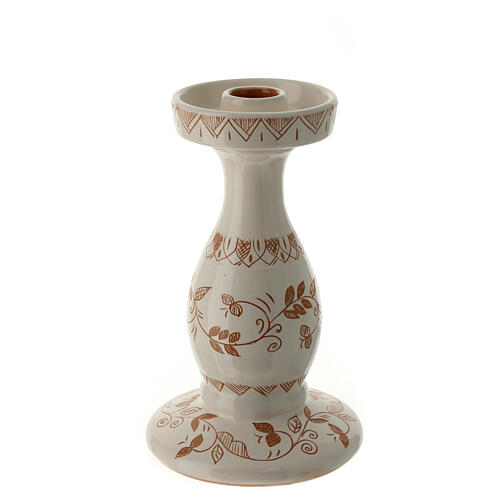 Terracotta candlestick with floral pattern, Deruta, 0.8 inches 2