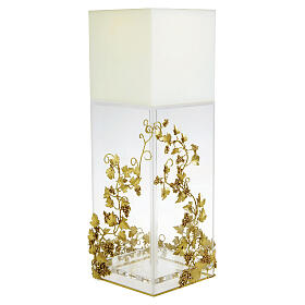Lampada mensa 45x15 cm decoro uva foglie plexiglass bagno oro 18Kt Pical Arte