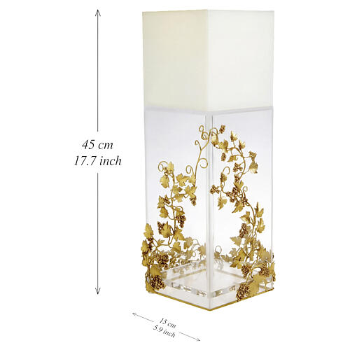Altar table lamp 45x15 cm, grape and leaf decoration, plexiglass with 18Kt gold finish - Pical Arte 2