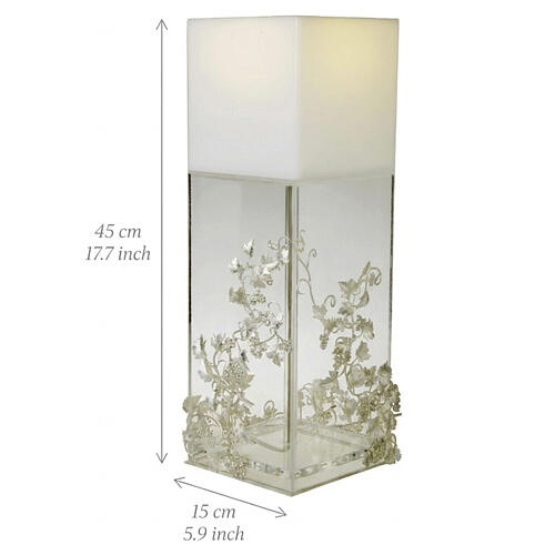 Lampada decoro uva e foglie argentati 925 plexiglass Pical Arte 45x15 cm 2