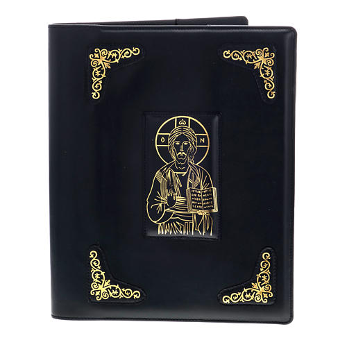 Cover for Roman missal in black leather with golden printing 2