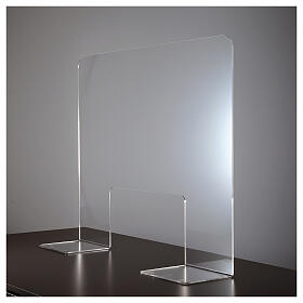 Barreira de proteção acrílico 80x100  cm com abertura 30x50 cm s3