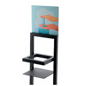 Estante com prateleiras em ferro para distribuidor de gel desinfetante para mãos s2