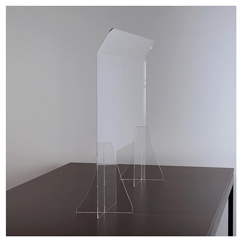 Barreira de proteção anti-contágio de mesa acrílico 90x150 cm com abertura 20x40 cm 3