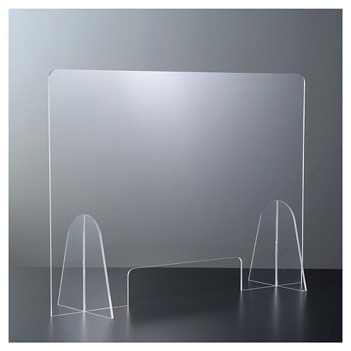 Clear acyrlic plexiglass shield 65x95 cm, cutout 20x40 cm 1