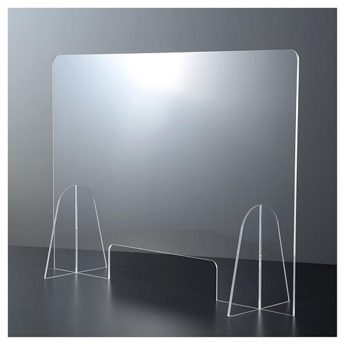 Clear acyrlic plexiglass shield 65x95 cm, cutout 20x40 cm 2