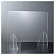 Clear acyrlic plexiglass shield 65x95 cm, cutout 20x40 cm s1