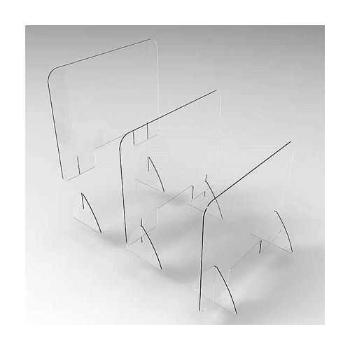 Barrière plexiglas pour séparation anti-contamination 68x70 cm fente 15x30 cm 3