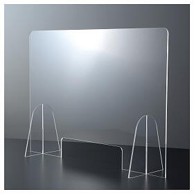 Barreira de proteção anti-contágio de mesa acrílico 50x70 cm com abertura 15x30 cm s1