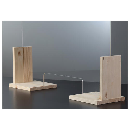 Barreira de proteção anti-contágio de mesa, linha Wood, 50x70 cm com abertura de 8x32 cm 4