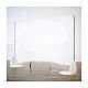 Acrylic shield divider Book Design, krion h 65x120 cm with window h 8x32 cm s1