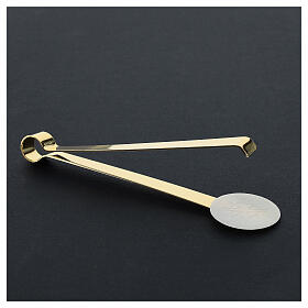 Gold plated Communion host tongs, 16 cm