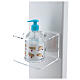 Hand disinfectant dispenser holder with gloves shelf and basket OUTSIDE s2