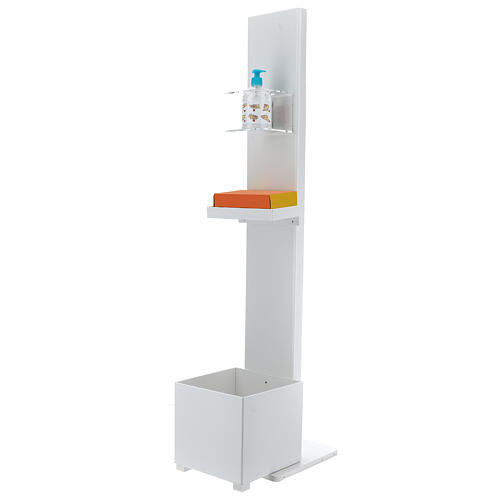 Coluna para distribuidor de gel desinfetante para mãos com estante e lixeira para EXTERIOR 3