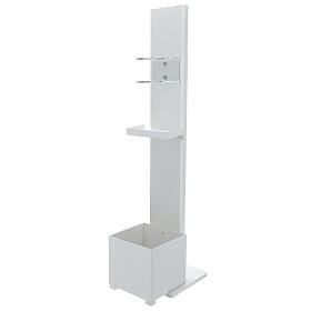 Hand sanitizer dispenser stand with gloves shelf and waste bin OUTDOOR USE