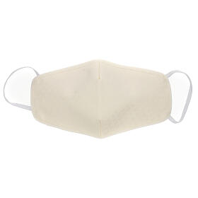 Fabric reusable face mask with ivory edge