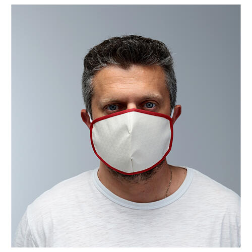 Fabric reusable face mask with red edge 2