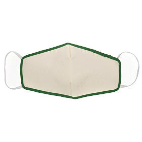 Stoffmaske, wiederverwendbar, elfenbein, mit grünem Rand