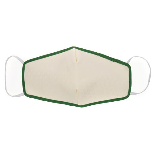Stoffmaske, wiederverwendbar, elfenbein, mit grünem Rand 1