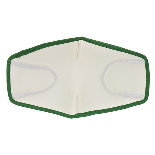 Stoffmaske, wiederverwendbar, elfenbein, mit grünem Rand 5