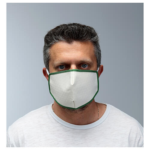 Fabric reusable mask with green edge 2