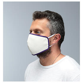 Masque en tissu réutilisable bord violet s4