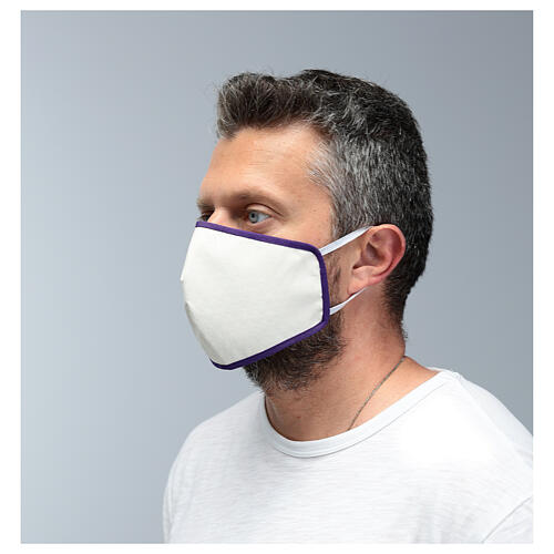 Masque en tissu réutilisable bord violet 4