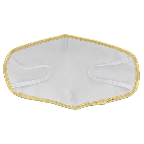 Máscara de tecido lavável branco/ouro 3