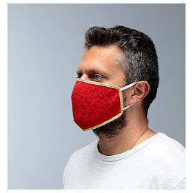 Mascarilla de tejido lavable rojo/oro s4