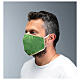 Washable fabric mask green/gold edge s4