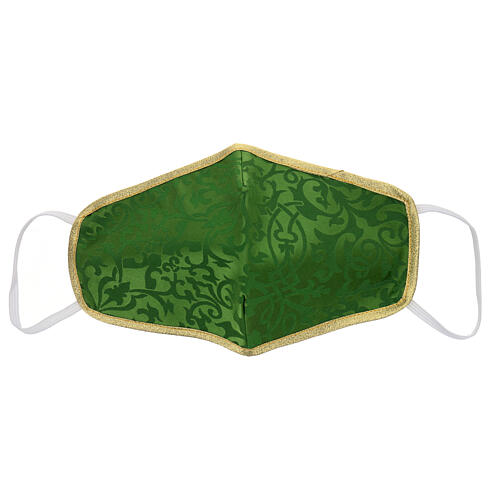 Máscara de tecido lavável verde/ouro 1