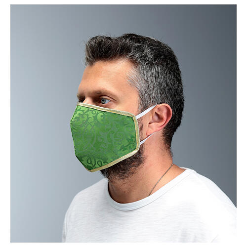 Washable fabric mask green/gold 4