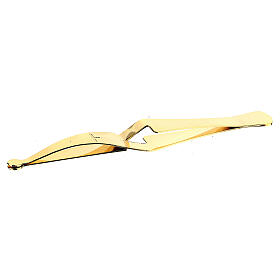Eucharist Host tongs in golden brass with reverse grip