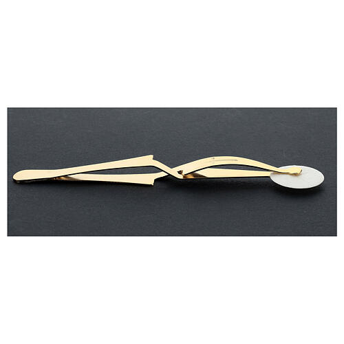Eucharist Host tongs in golden brass with reverse grip 6