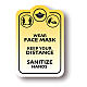 WEAR FACE MASK KEEP YOUR DISTANCE removable stickers 4 pcs s1