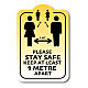 PLEASE STAY SAFE KEEP 1 METER APART removable stickers 4 pcs s1