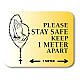 PLEASE STAY SAFE KEEP 1 METER APART removable stickers 8 pcs s1