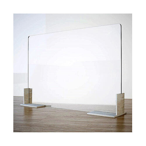 Standing protection screen, Wood line, h65x90 cm, plexiglass and wood 1